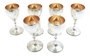 Antique Sterling Silver Set Six Barware Drinking Cups