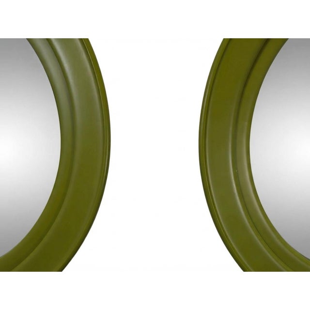 Round Olive Green Mirrors, 1970s, Set of 2 For Sale - Image 4 of 8