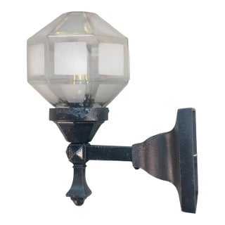 1910s Small Outdoor Light With Faceted and Frosted Shade #2569 For Sale