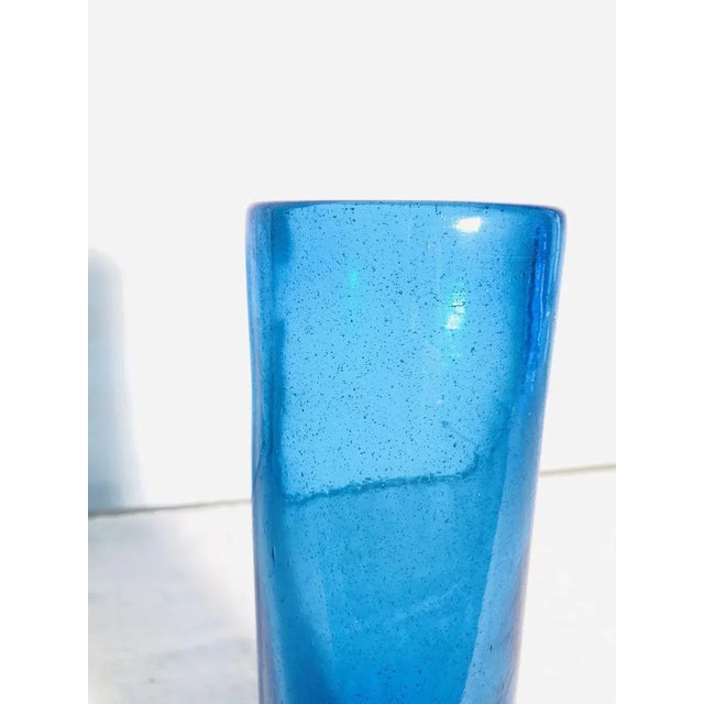 Blue Vintage Scandinavian Glass Cylinder Vase, 1970s For Sale - Image 8 of 11