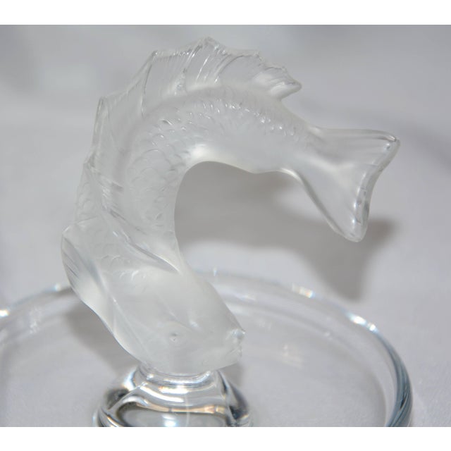 1950s Lalique Clear and Satin Crystal Glass Koi Fish Ring Dish For Sale - Image 5 of 9