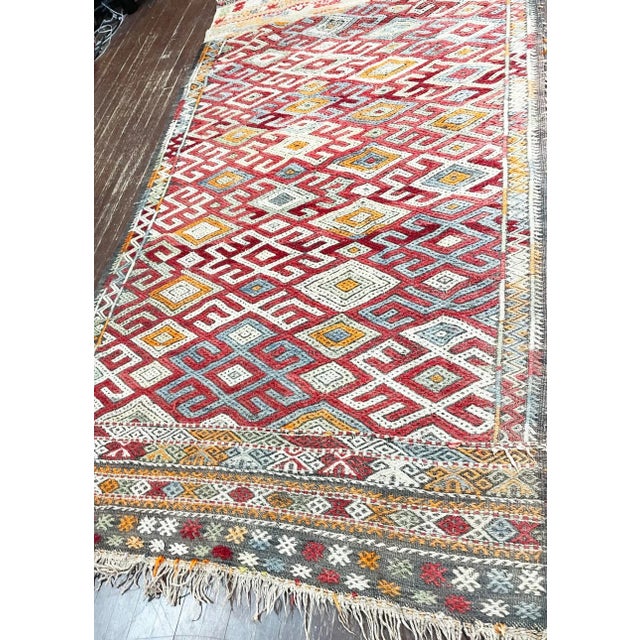 Mid 20th Century Vintage Handmade Moroccan Flat Weave/Kilim,#17420, 4'9" X 8'1" For Sale - Image 12 of 13