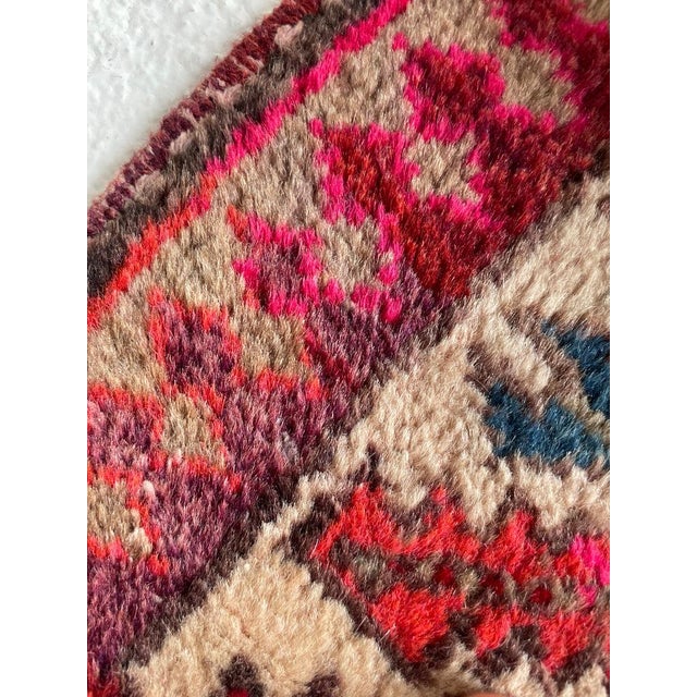 Vintage Persian Runner MAGENTA Pink, Copper Indigo Purple Rug 3.7 x 10.3 For Sale - Image 11 of 12
