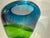 Striking modern art glass bowl from the Waterford Evolution collection, featuring a vibrant lime green interior orb...