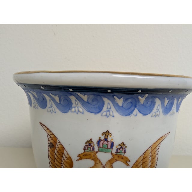 Elevate your collection with this exquisite antique Chinese export Russian armorial double-headed eagle basin. Crafted...