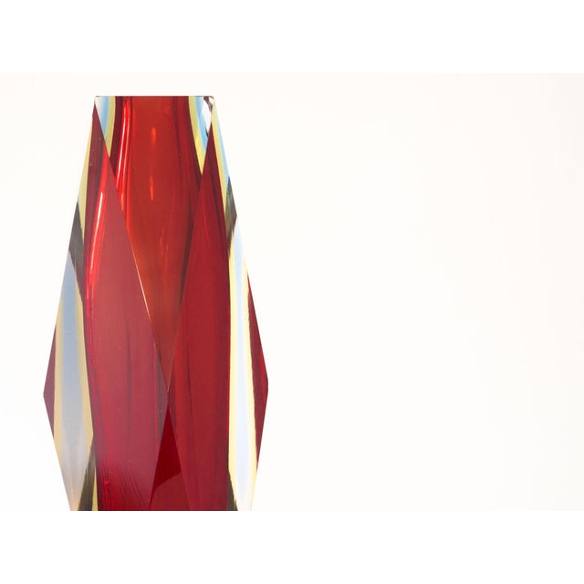 Large facet cut glass vase from the island of Murano, Italy. Estimated to be from the 1960s. This unusually large Murano...