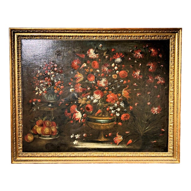 Venetian Artist, Still Life with Flowers, Late 17th Century, Framed For Sale