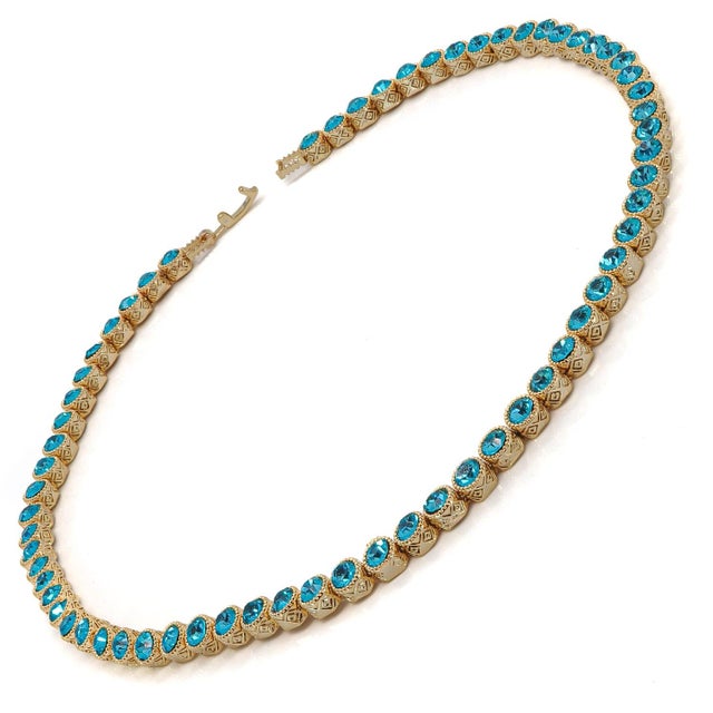 Contemporary Aquamarine Tennis Mystic Necklace For Sale - Image 3 of 12