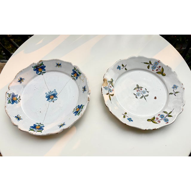 Ceramic Antique Plates from Moustiers, 1760, Set of 2 For Sale - Image 7 of 18