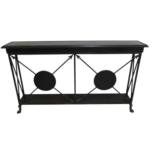Labarge Hall Console Table Tin Bronze Wrought Iron French Empire For Sale - Image 9 of 14