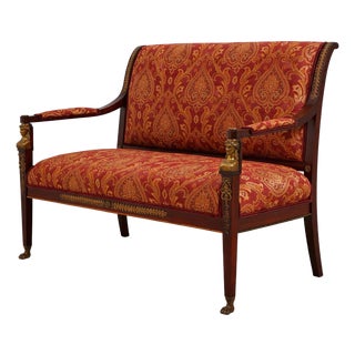 Antique 19th C. French Empire Bronze Mounted Settee Loveseat For Sale