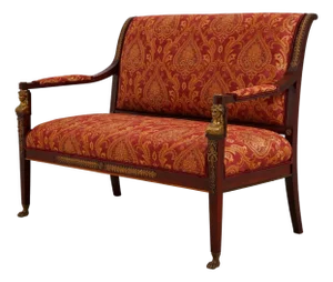 Antique 19th C. French Empire Bronze Mounted Settee Loveseat
