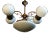 1940s Vintage Art Deco Brass Chandelier in Milk Glass Shade Lamp For Sale