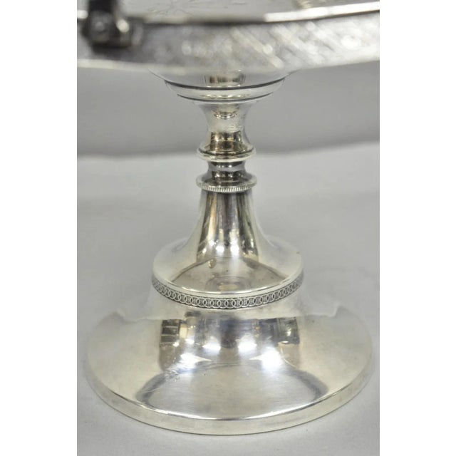 Silver Antique Reed & Barton Victorian Silver Plated Pedestal Brides Basket W/ Handle For Sale - Image 8 of 10