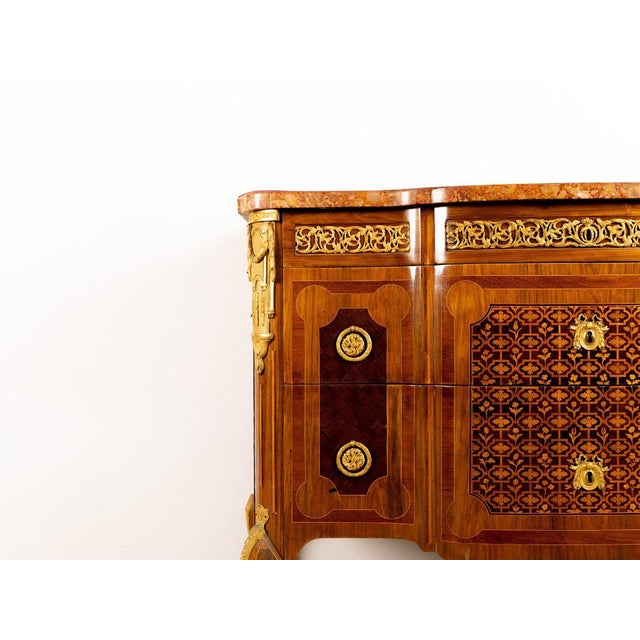 Napoleon III Style Chest of Drawers with Gilded Bronze Inlays and Applications, France, 19th Century For Sale - Image 6 of 7