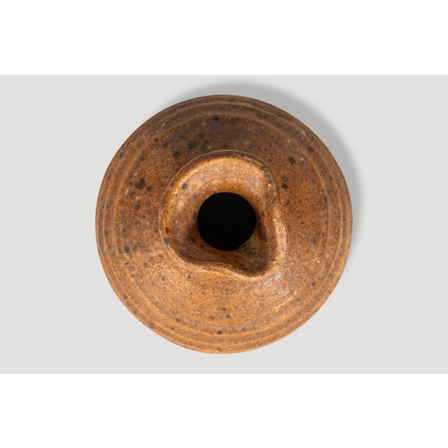 Brown Miniature Vintage Ceramic Japanese Shigaraki Yaki Ikebana Flower Vase Vessel, Japan, C. 1960s For Sale - Image 8 of 11
