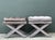 Vintage Tufted Velvet X Benches - A Pair For Sale - Image 10 of 12