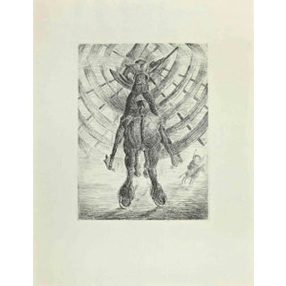 Wladyslaw Jahl, Don Quixote and the Windmill, Etching and Drypoint, 1951 For Sale