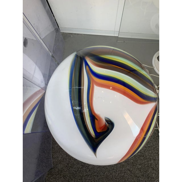Contemporary White Egg Lamp in Murano Style Glass with Multicolored Reeds from Simoeng For Sale - Image 3 of 11