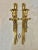 Hollywood Regency Vintage Pair of Brass Reed and Ribbon Tassel Candle Wall Sconces For Sale - Image 3 of 7
