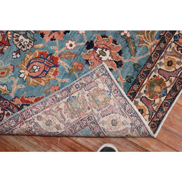 Celadon Antique Zabihi Collection Persian Tabriz Rugs - A Pair - 3'9" x 5'5" For Sale - Image 8 of 12