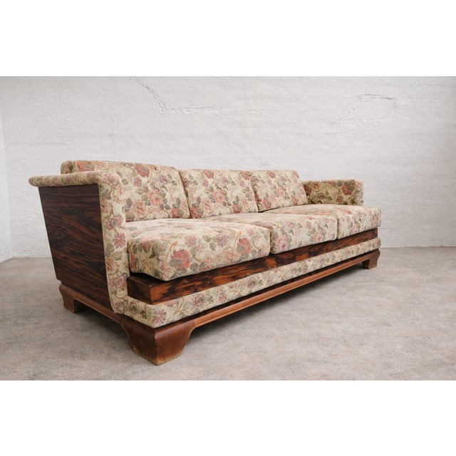 Art Deco Macassar 3-Seater Sofa in Floral Fabric, Austria, 1930s For Sale - Image 8 of 8