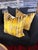 Gold Hand Dyed Gold Velvet Ikat Design Pillow With New Insert For Sale - Image 8 of 8