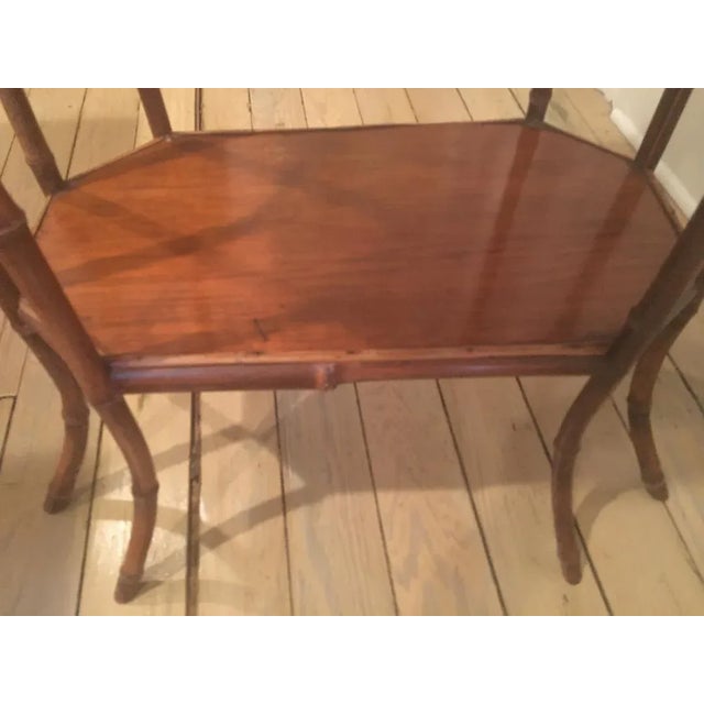 Brown 1900s Bamboo With Wood Top Inlay Side Table For Sale - Image 8 of 10