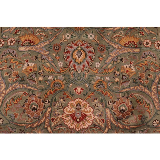Floral 1990's Pak-Persian Green/Ivory Wool Rug - 8'11'' X 12'3'' For Sale In New York - Image 6 of 9