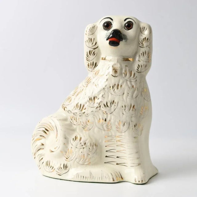 Antique Staffordshire Mantle Dog Figurines with Glass Eyes, 1890s, Set of 2 For Sale - Image 9 of 10