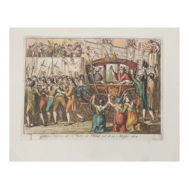 Bartolomeo Pinelli, Glorious Return of the Holy Father in Rome, Etching, 1850 For Sale