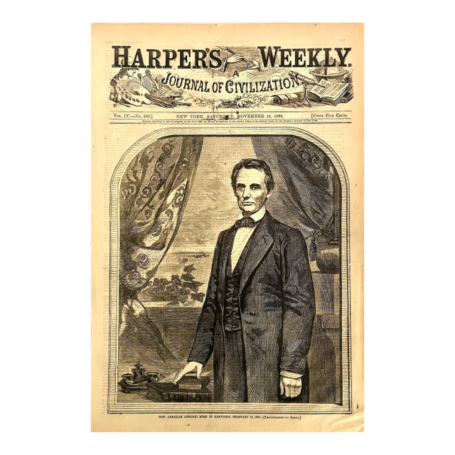 1860 “Abraham Lincoln Elected!” Cover of Harper’s Weekly, Created by Matthew Brady and Winslow Homer For Sale