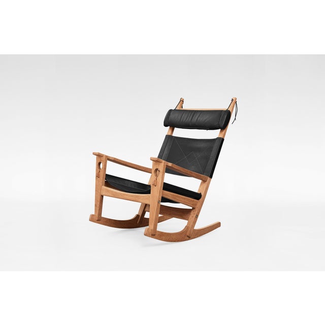 Beige Keyhole GE-673 Rocking Chair by Hans J. Wegner for Getama, 1960s For Sale - Image 8 of 8
