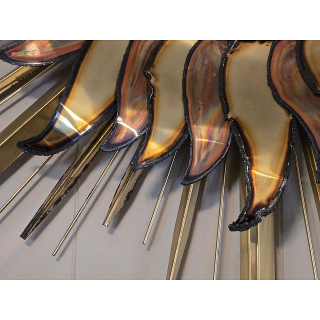 Vintage MCM Brutalist Metall Brass Wall Sculpture by Curtis Jere "Sun and Moon" For Sale In Dallas - Image 6 of 8