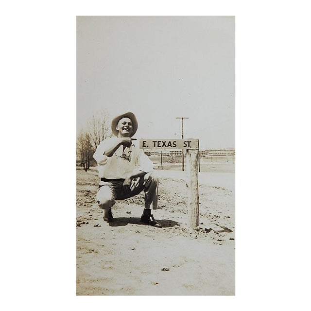1941 Quirky Texas Street Sign Snapshot Photograph For Sale