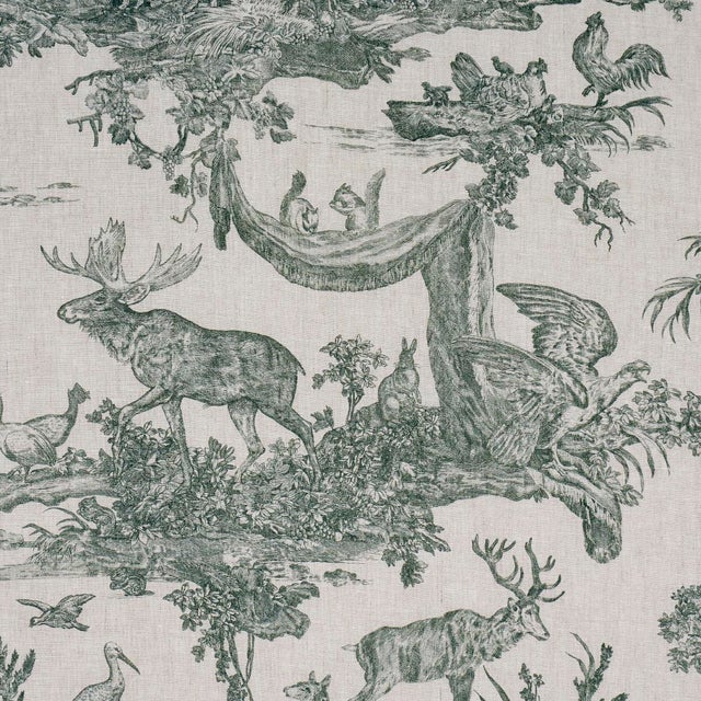Schumacher SAMPLE - Schumacher Western Toile Fabric In Forest For Sale - Image 4 of 6