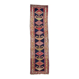 Mid 20th Century Artistic DRAGON Geometric Tribal Runnner Rug 3.9 x 14.2 For Sale