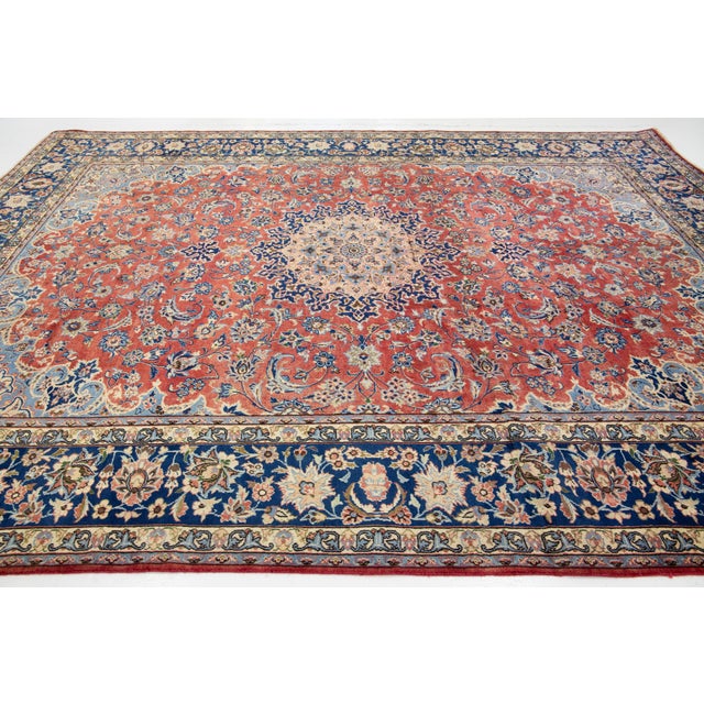 Vintage Persian Isfahan Red Wool Rug With Rosette Motif For Sale In New York - Image 6 of 10