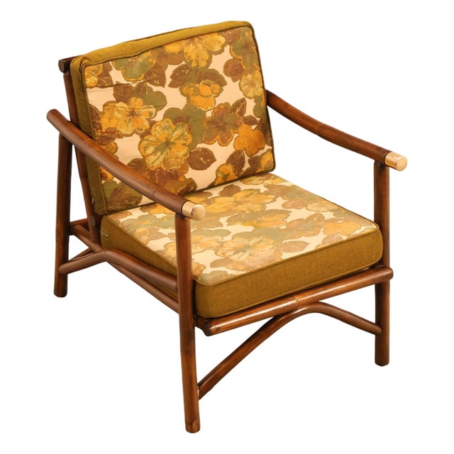 Vogue Coastal Vintage Rattan Bamboo Armchair For Sale