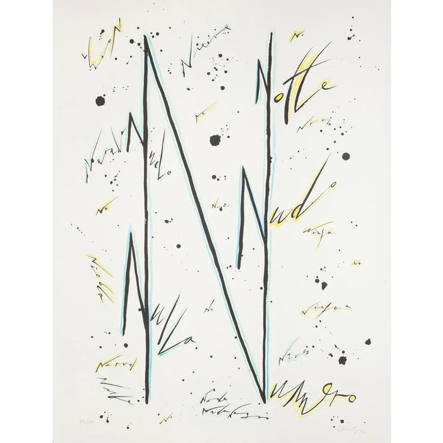 Letter N Blue by Rafael Alberti, from Alphabet series, is an original lithograph, realized by Rafael Alberti in 1972....