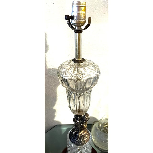 Pair of 1940s Hollywood Regency Cherub Waterford Lamps No Labels, Appraised as Stiffel Circa 1940’s. For Sale In Los Angeles - Image 6 of 12