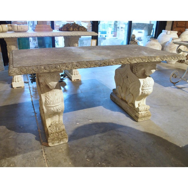 Italian Neoclassical Style Garden Table With Winged Rams Heads Decor, 1900s For Sale - Image 12 of 18