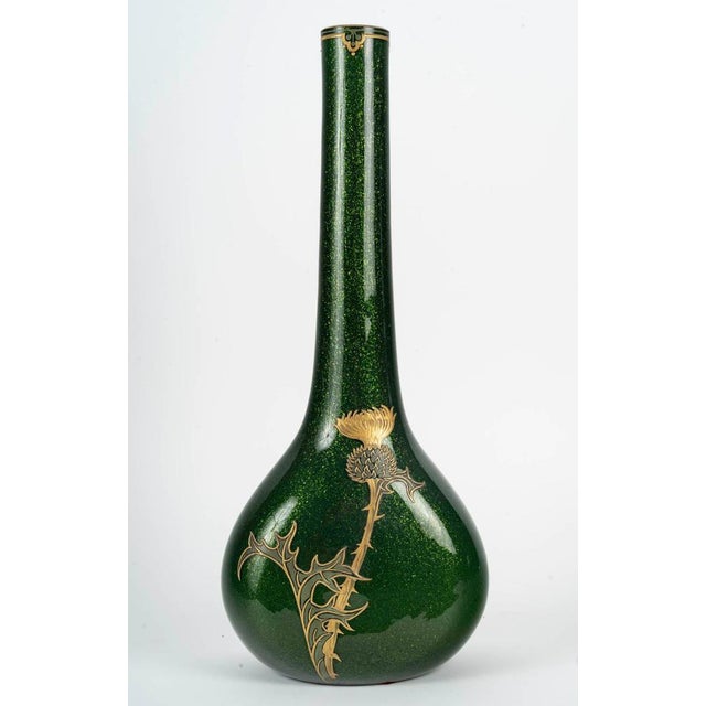 1900 - 1909 Art Nouveau Thistle Vase in Iridescent Glass from Montjoye, 1900s For Sale - Image 5 of 8