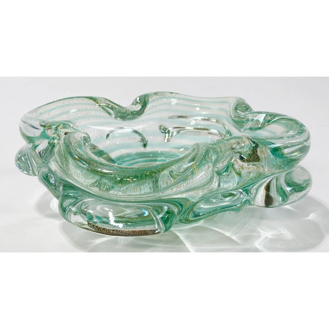 Vintage Murano Style Green Swirl Catchall Dish or Ashtray For Sale - Image 4 of 10