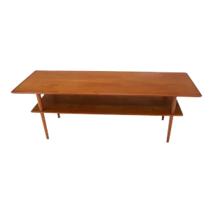 Danish Teak Mid-Century Modern Rectangular One Shelf Coffee Table