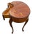 Wood Vintage French Desk Kidney Shaped Vanity Three Carved Drawers Inlays Petite Size For Sale - Image 7 of 13