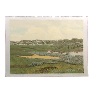 Gordon Mortensen "Foxtail & Sage" Hand Signed Original Artwork Woodcut, 1975