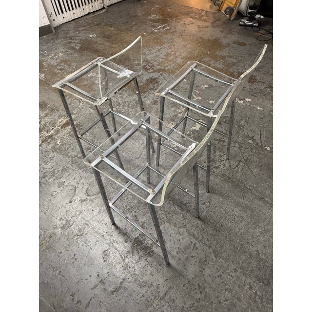 Cb2 Vapor Acrylic Barstools, Set of Three For Sale - Image 10 of 12