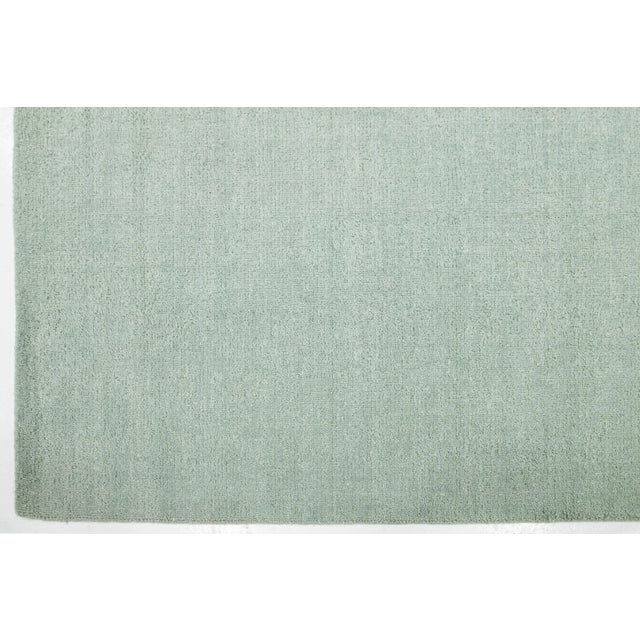 Textile 9 X 12 Modern Indian Texture Handmade Wool Rug in a Solid Light Green For Sale - Image 7 of 9