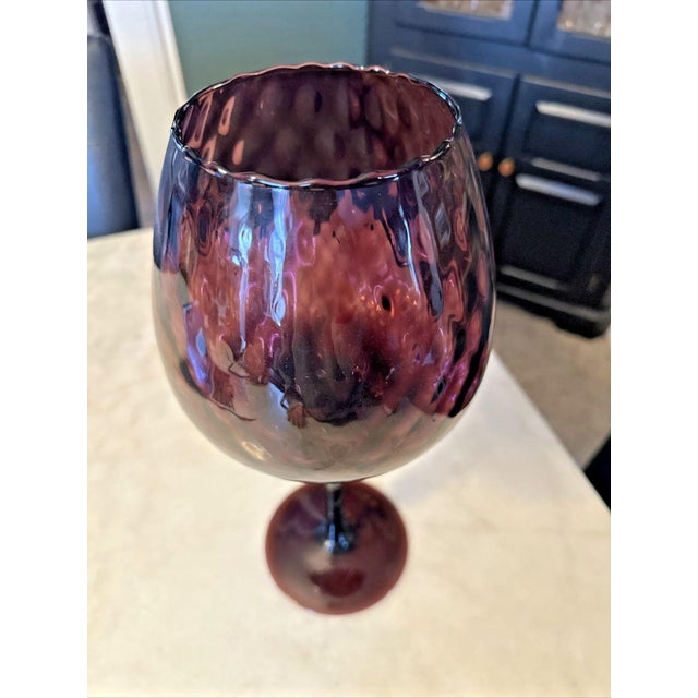 1960s 1960s Large Empoli Amethyst Glass Diamond Optic Statement Snifter Vase For Sale - Image 5 of 9